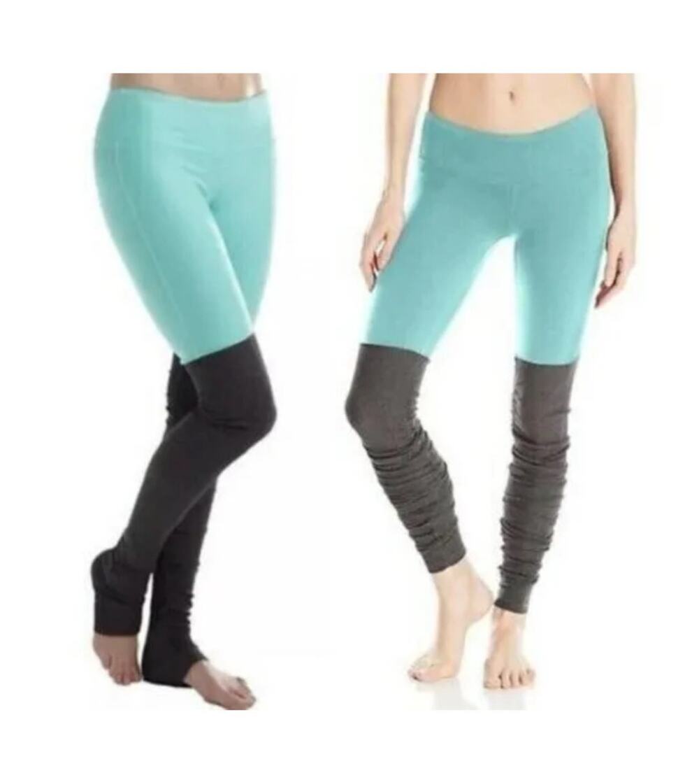 ALO Yoga Goddess Ribbed Leggings Mint/Light Turquoise & Gray size XS